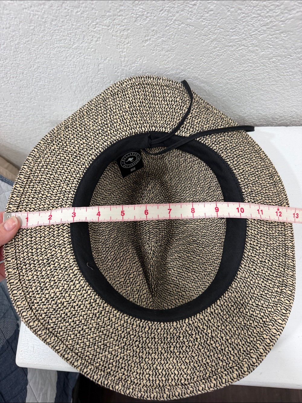 Woven Paper Fedora with Black Band - Unisex Sun Hat—inside brim tighten strings - Picture 8 of 8
